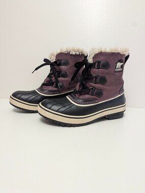 SOREL Waterproof Tivoli Purple Black Winter Boots Women's Size 7
